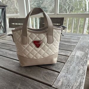 Luradsa Cream and Beige Quilted Tote Bag NWOT